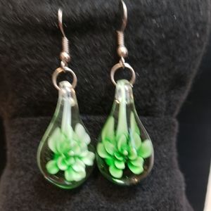 Hand Blown Glass Teardrop Earrings